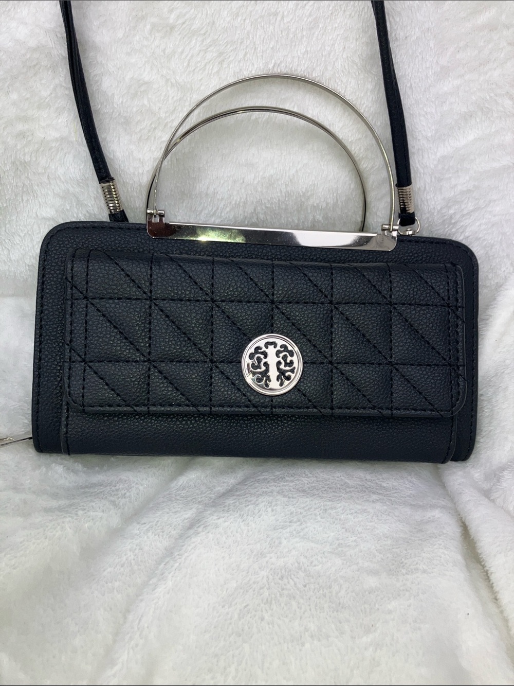 Black Quilted Women’s Crossbody Bag with Silver Hardware